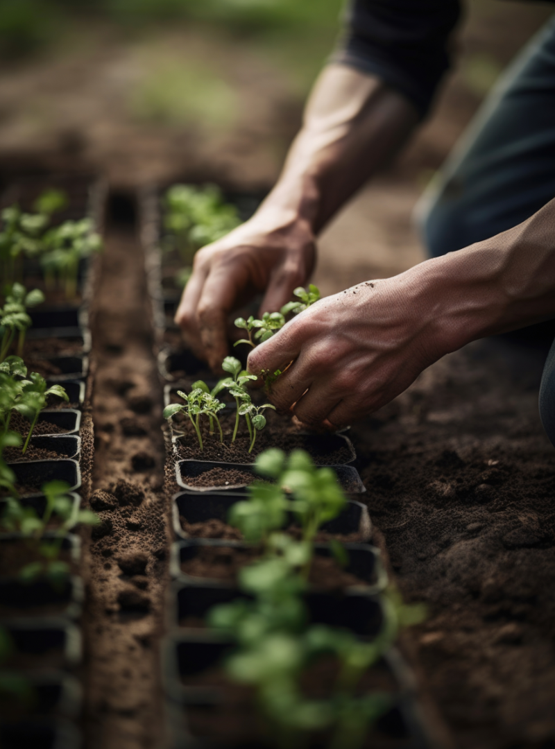 Agricultor en el Huertoplay plantando